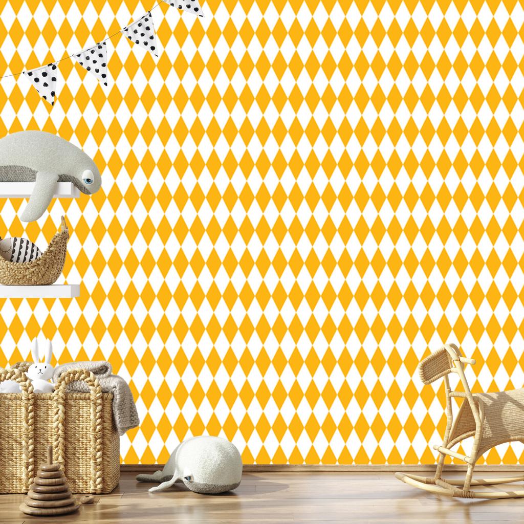 Harlequin Diamonds Wallpaper Gold and White for Living Room and Bedroom 50x1000