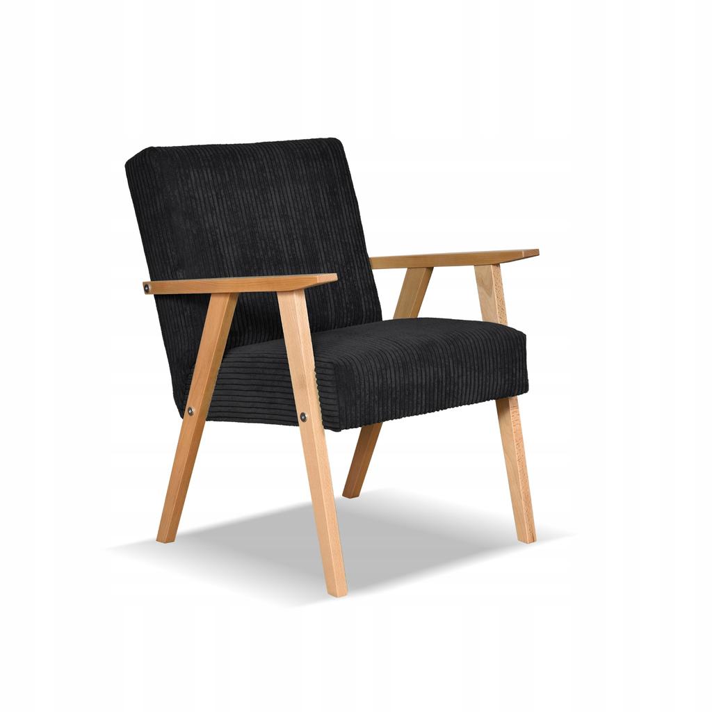 Fotel PRL zestaw retro vintage SOLER Family Meble czarny sztruks Anafi