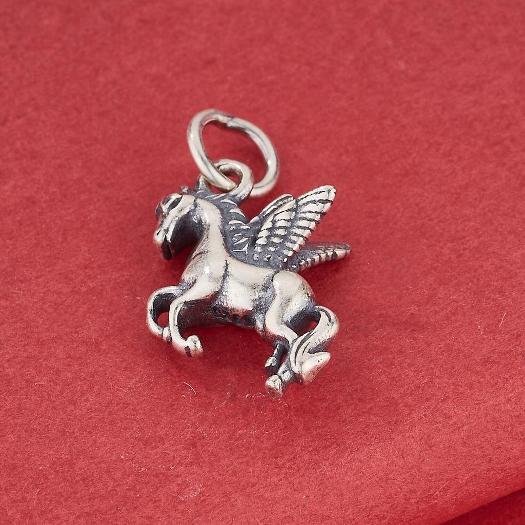S925 Sterling Silver 3D Galloping Horse Pendant for DIY Jewelry and Charm Accessories