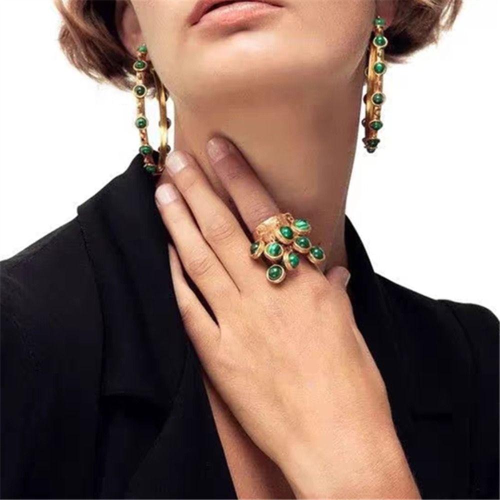 Multi-pendant Fringe Open Ring Vintage Exaggerated Ring Colorful Bead Rings Party Jewelry