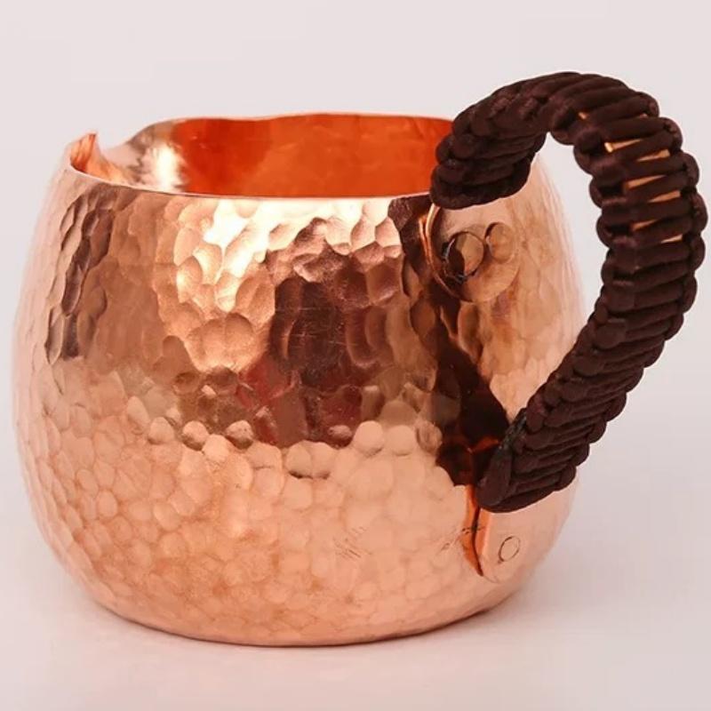 Vintage hrnek na kávu červený čistě měděný šálek, rukojeť s tkaným vzorem zesílený 350 ml hrnek na snídani, ručně vyráběný skleněný pohár na čaj nápojové nádobí nádobí na stůl