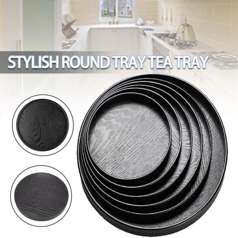 

PDTO Круглый поднос из цельного дерева, сервировочный поднос для чая, кофе, закусок, нескользящий поднос для еды