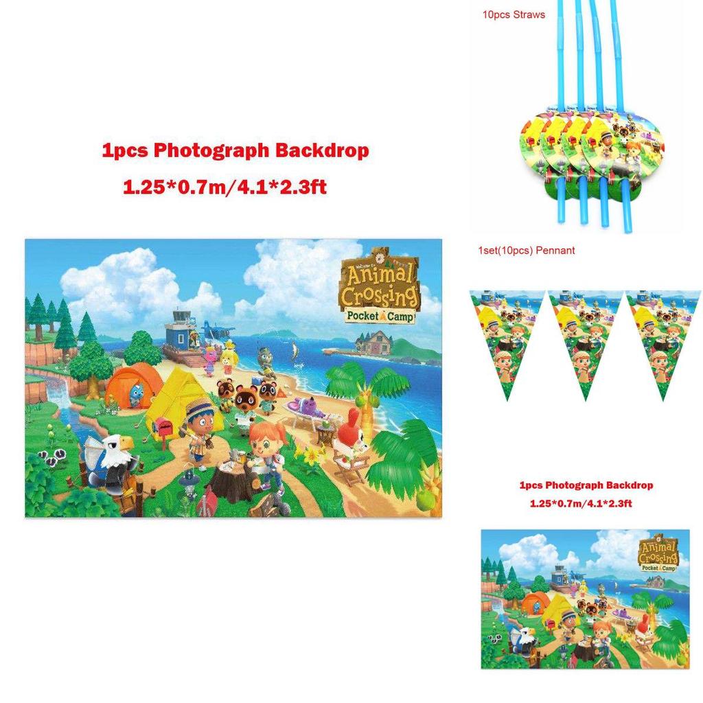 Entzückende Animal Crossing Partyartikel für Kinder Verbessern Sie die Geburtstagsatmosphäre mit Tellern und Tischdecke