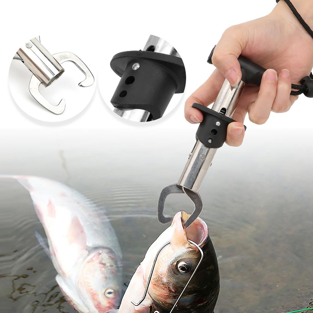 Stainless Steel Fishing Clamp Fish Grip Control Tackle Equipment Accessory with Weigh Ruler Anti