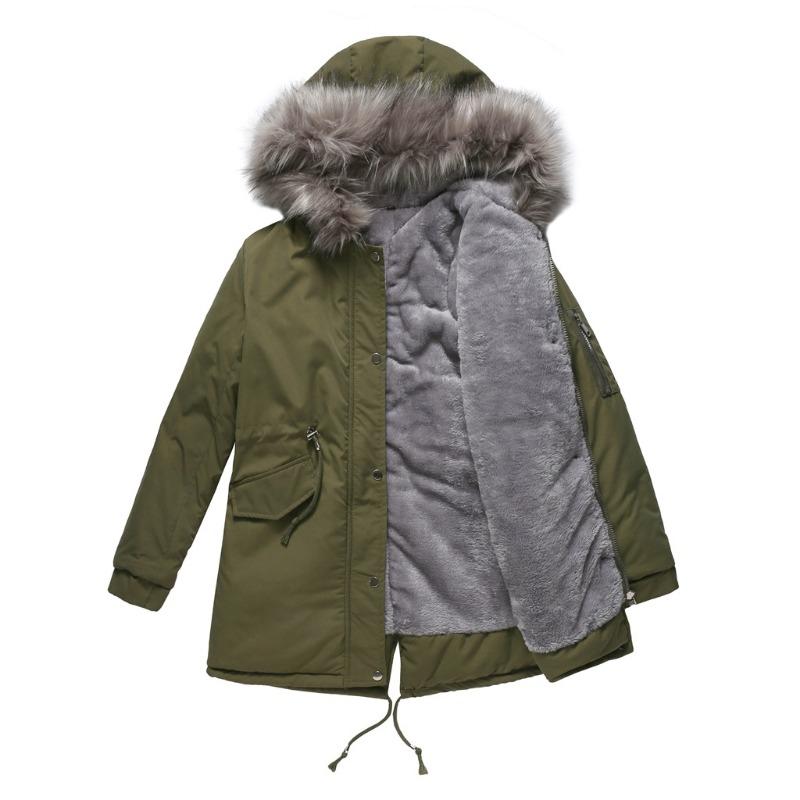 European Code Parka Cotton-padded Coat Medium and Long Hooded Winter Warm Fleece Coat Plus Cotton-padded Clothes