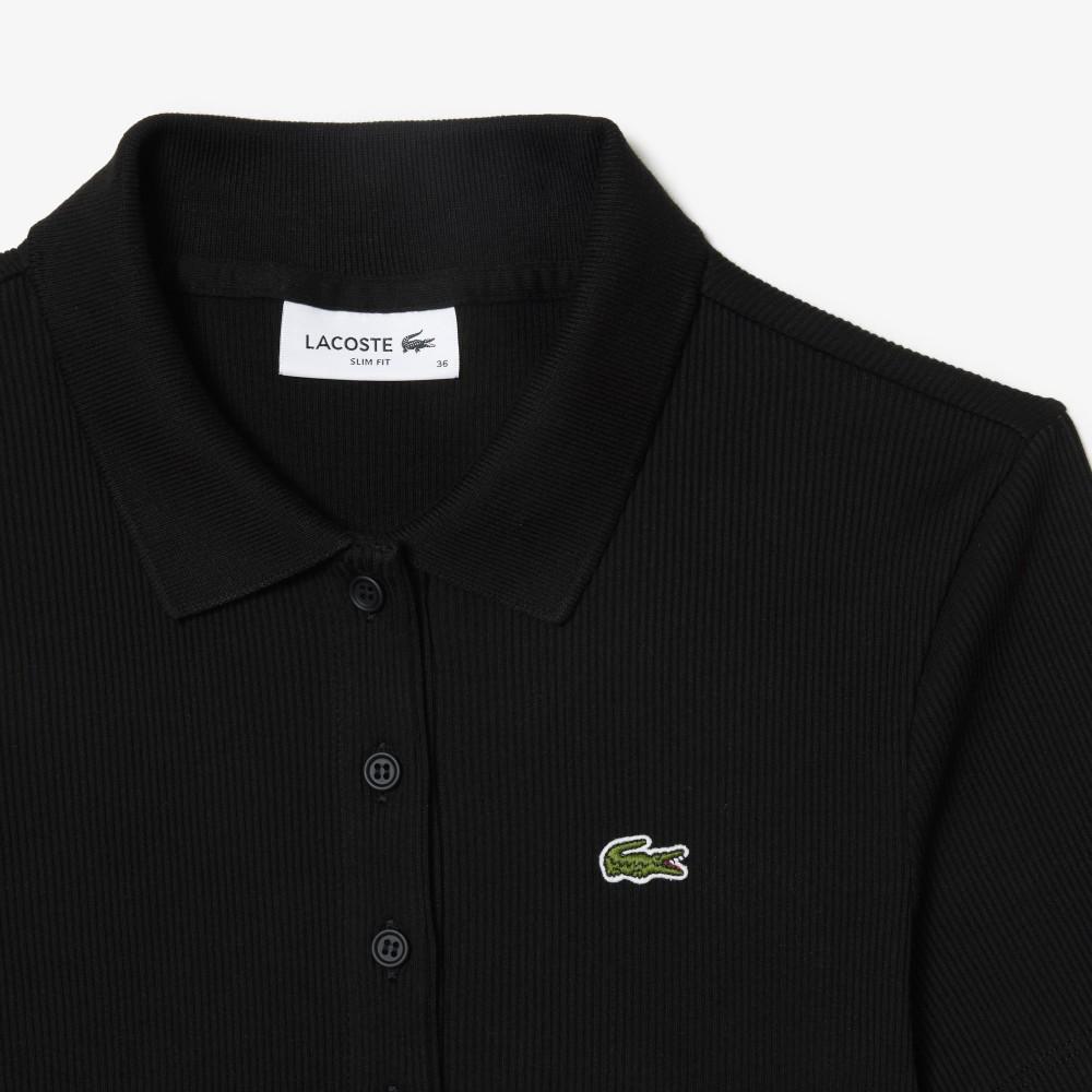 [lacoste] Women's Slim Fit Ribbed Polo Shirt DF5377-56G031