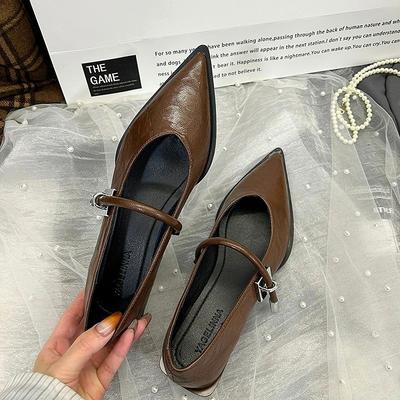 2024 Nuove Scarpe da Donna Retro a Punta Singola Versatili Cinturino Unico Casual Tacco Grosso Basso con Fibbia in Metallo Scarpa da Donna con Tacco Basso