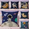 Astronaut Schattige Kussenhoes Natuurlijk Linnen Kussensloop Dubbelzijdige Print Decoratieve Bankkussenhoes Huisdecoratie Cadeau