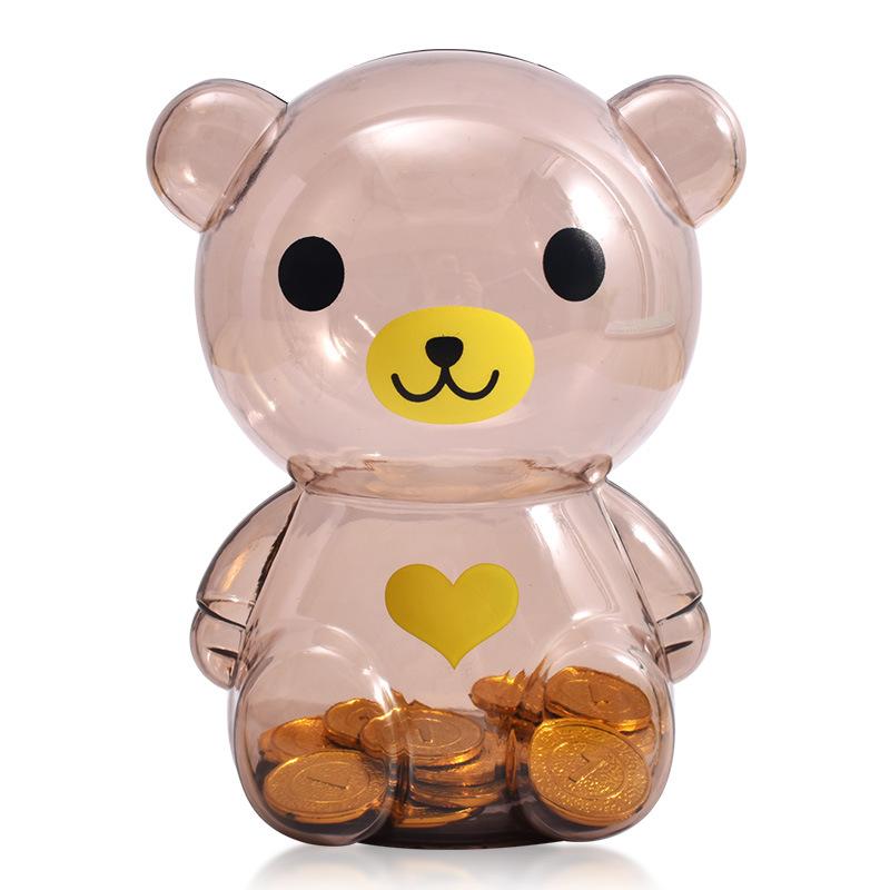 Transparent Cartoon Bear Piggy Bank & Candy Jar
