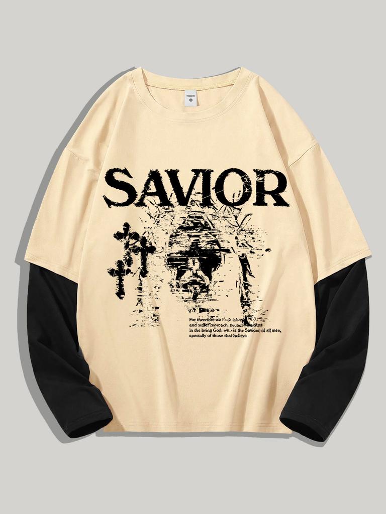 Men's Y2k Goth Shirt Graphic Oversized Long Sleeve Crewneck Tee Streetwear Tops Spring Fit