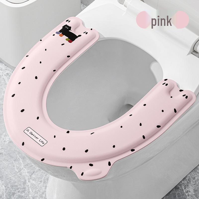 

Водонепроницаемая подушка на сиденье унитаза U-образной формы - Всесезонная, Самоклеящаяся, Универсальный размер, Милый дизайн розовый