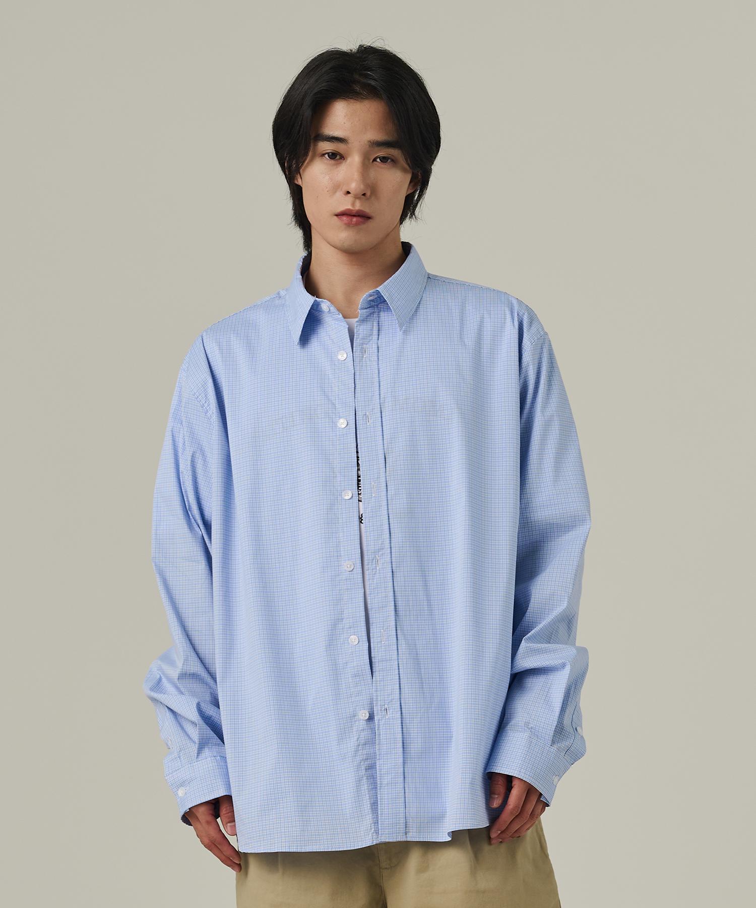 Analog Mood Plaid Oversized Check Shirt (Light Blue) Free