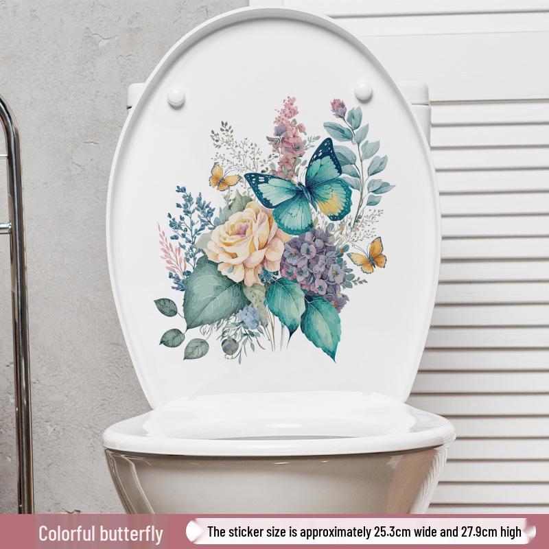 Self-Adhesive Flower Butterfly Wall Stickers for Girls' Bedroom or Children's Bathroom Decoration