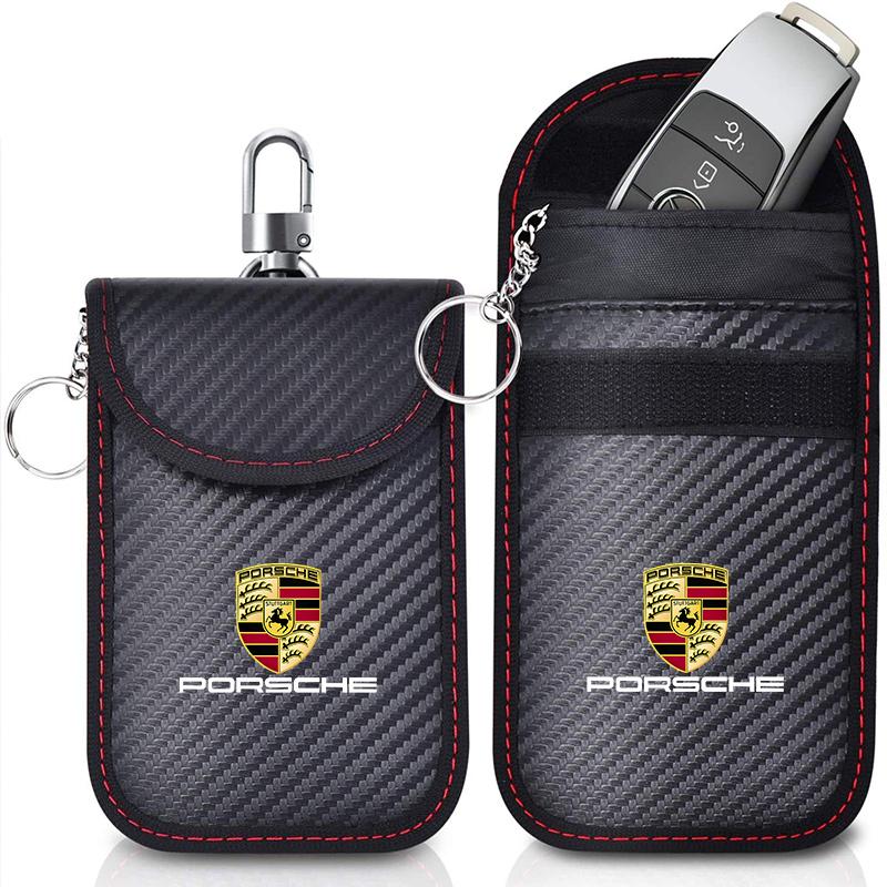 Car Key Case Signal Blocker Bag Shielding Pocket For Porsche Panamera Cayenne Taycan 911 718 Macan Carrera-GT 928 944 968