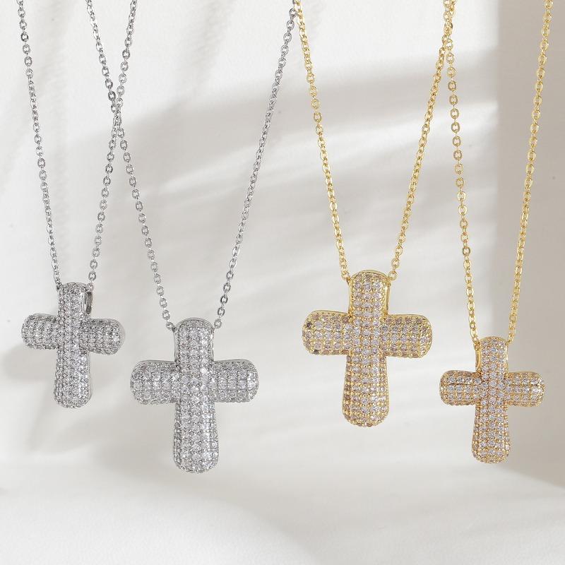 Jewelry Bubble Cross Chubby Pendant Necklace Collar Chain