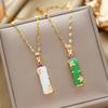 Golden Chalcedony Titanium Steel Bamboo Pendant Necklace For Women Minimalist Luxury Elegant Necklace