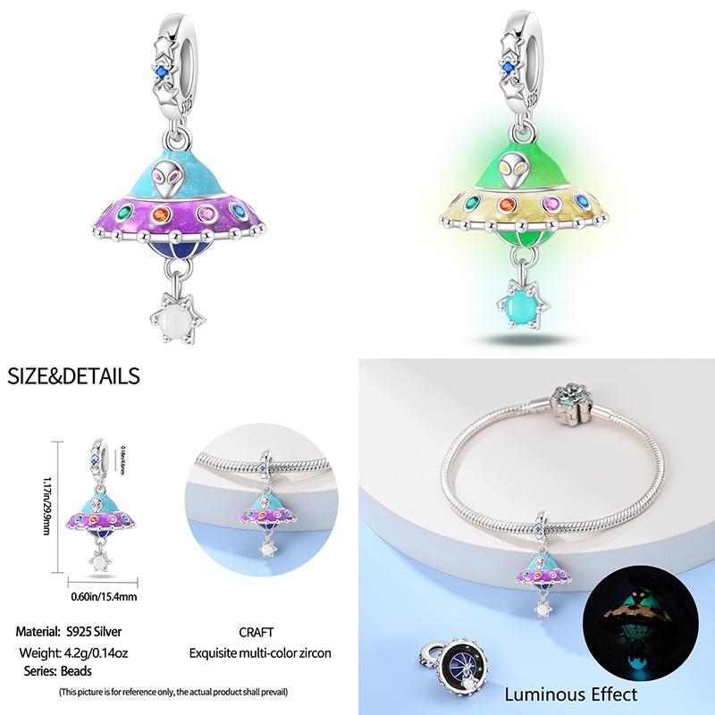 Copper Luminous Astronaut Planet Spaceship Elf Deer Charms Beads Fit Diy Original Bracelets Necklace Jewelry