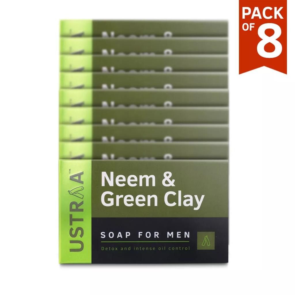 Soap with Neem and Green Clay (100 G X 8 Pcs), Neem & Green Clay Soap, Ustraa