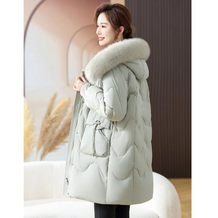 Down Jacket for Women In Winter 50-year-old Middle-aged and Elderly Women's Clothing for Mothers In Mid-length Fox Fur Collar Jacket