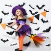 Witch Broom Kids Tulle Gauze Flying Broomstick For Masquerade Halloween Cosplay