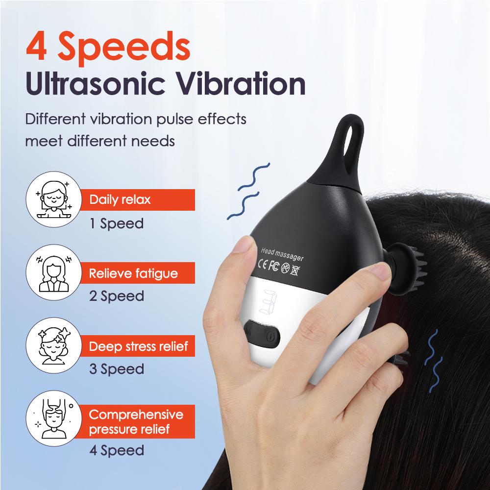 3 Gears Electric Head Kneading Massager Antistress Relax Body Neck Massage Promote Hair Growth Body Stress Relax Scalp Massager