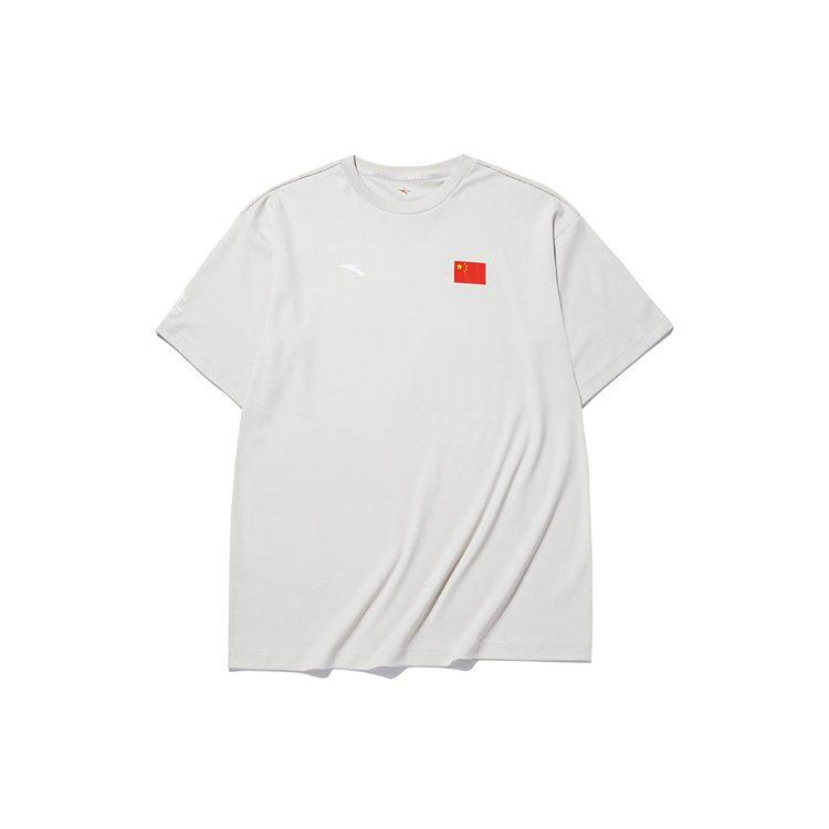 ANTA National Flag T Shirts Unisex Gray Crew Neck Moderate Straight Fit 152130132-3