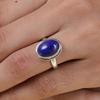 Lapis lazuli Oval Gemstone Ring, Solid 925 Sterling Silver Ring, Bezel Ring, Birthday Anniversary Gift, Designer Ring