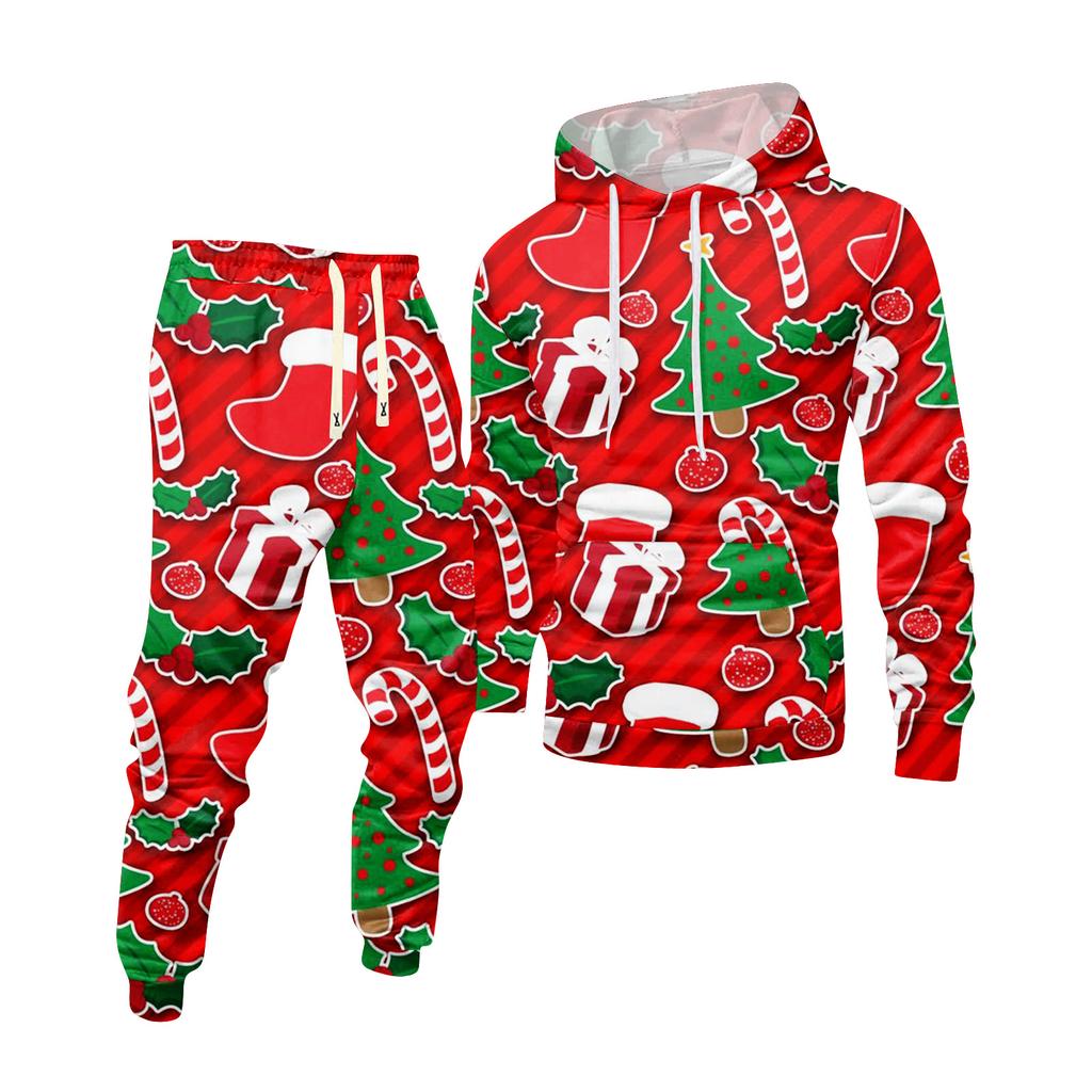 Sudadera con capucha estampada para hombre y pantalones de chándal Traje deportivo casual