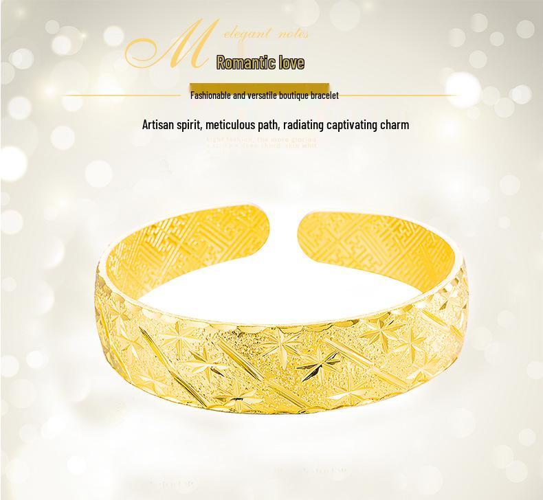 Simple Bafuku Vietnam Gold-Plated Star Bangle for Women