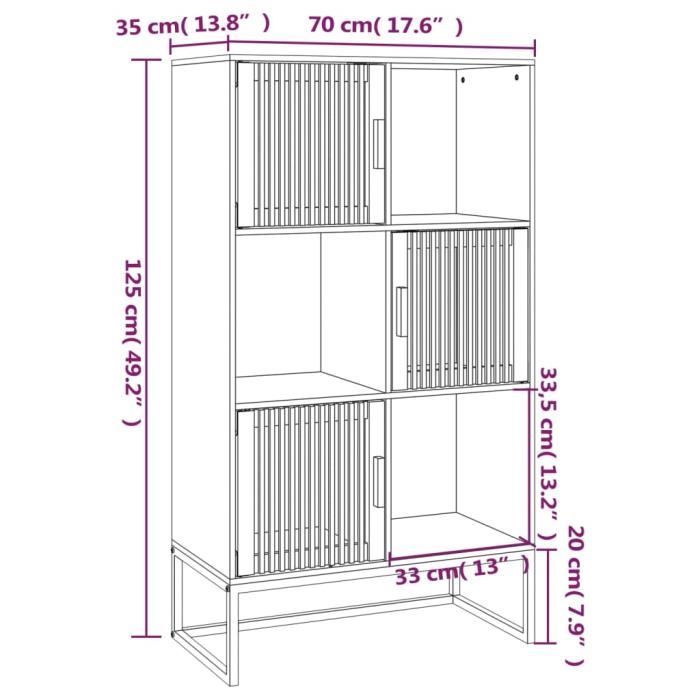 VidaXL Buffet haut blanc 70x35x125 cm bois d'ingénierie 352136