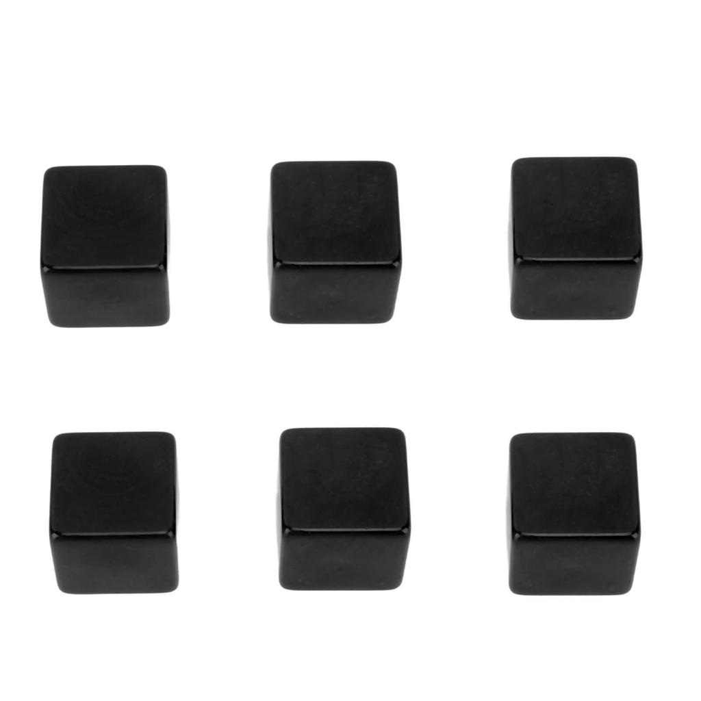 6PCS Blank Dice Cubes DIY Unfinished Dice Blocks Teaching Party Puzzle 6 Sided Dice Plastic Cubes Black