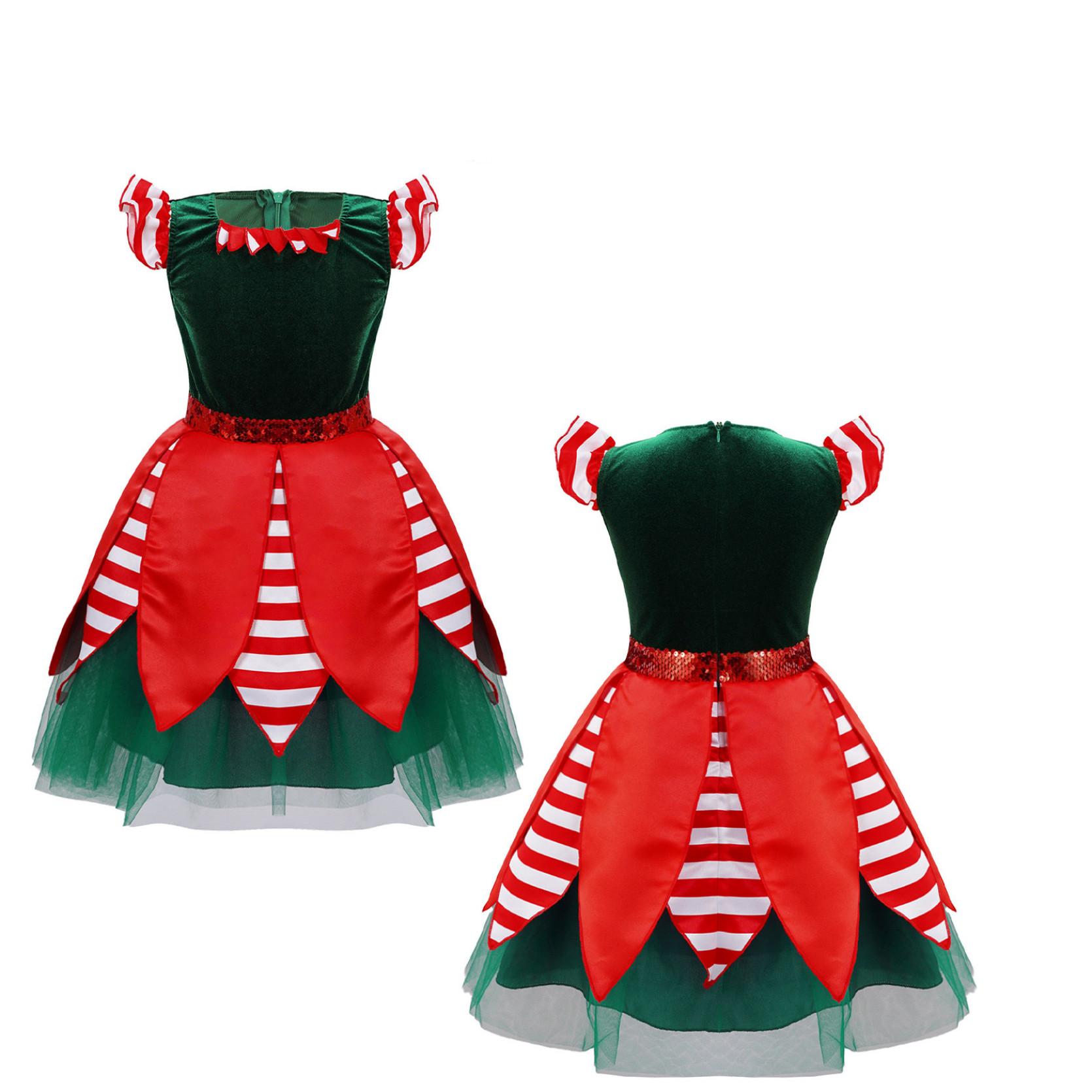 

Сукня-пачка без рукавів для дівчаток, плаття-пачка для фігурного катання, різдвяний танцювальний костюм 5-6 Years зелений