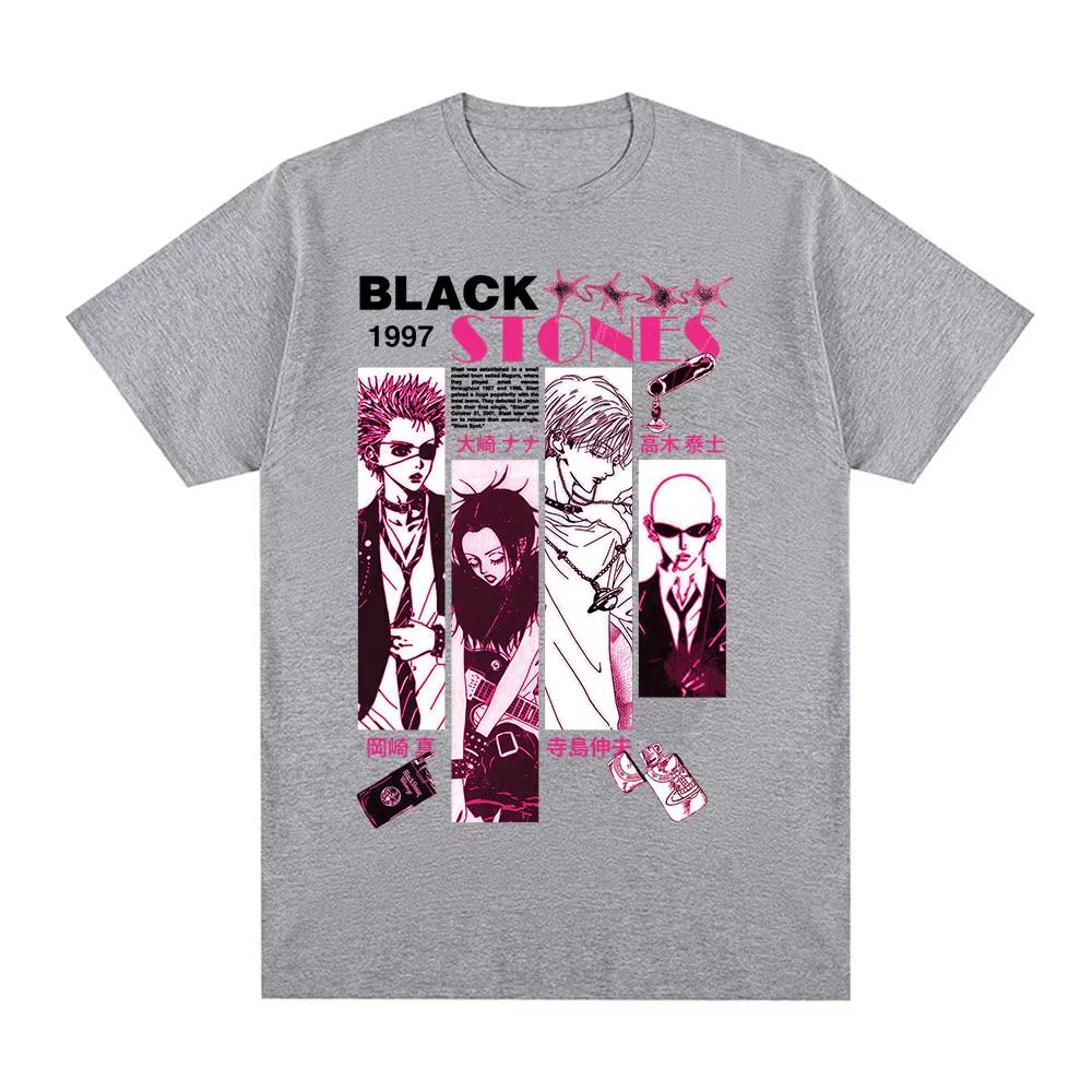 Anime Nana Osaki Černé kameny grafika Bavlna Y2k Tričko dámské Pánské Letní prodyšné Japonská Manga unisex Krátký rukáv
