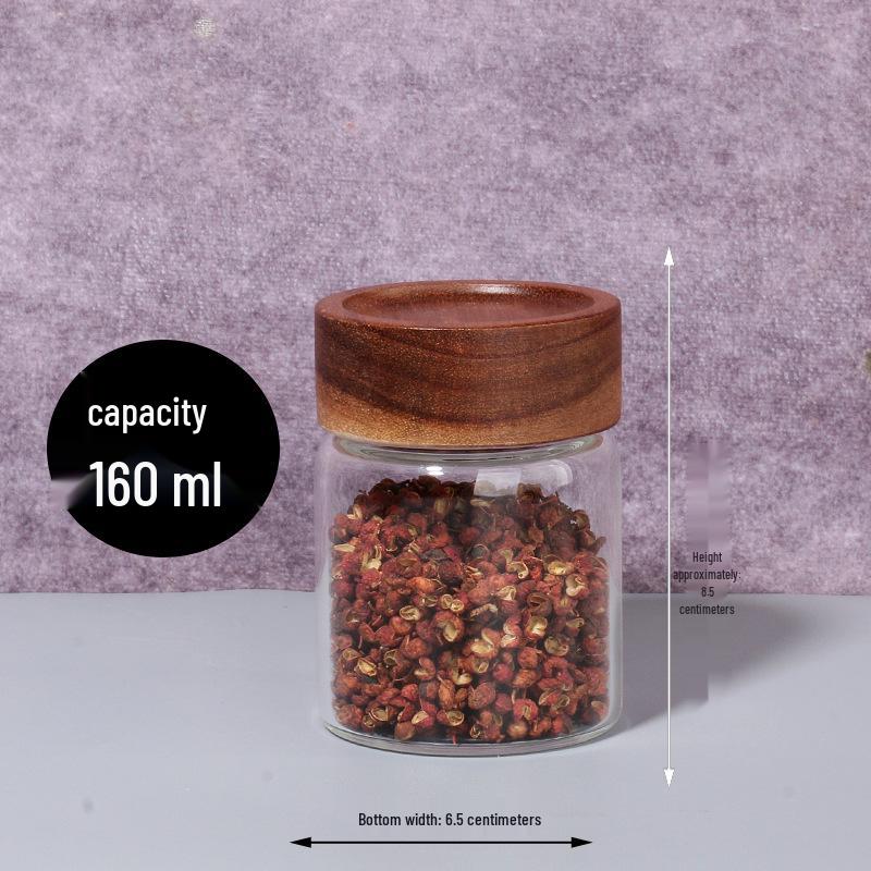 Acacia Wood Lid Glass Airtight Storage Jar for Honey or Bird's Nest