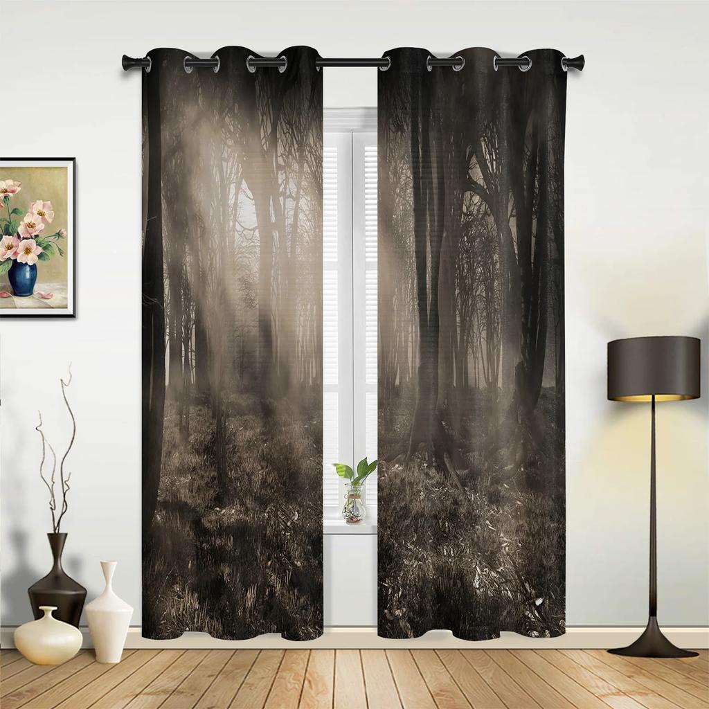 Halloween Architecture Horror Night Curtains Bedroom Living Room Drapes Kitchen Children Window Curtain Home Decor Made Of Polyester Great Treatment