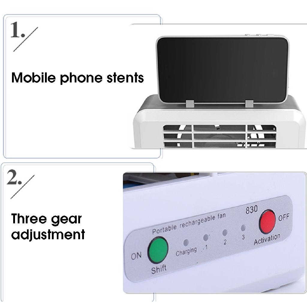 3-Speed Portable Mini Air Conditioner USB Cooling Fan Silent Fast Cool Fan Home Office Rechargeable Mini Desktop Fan Cooler Grey