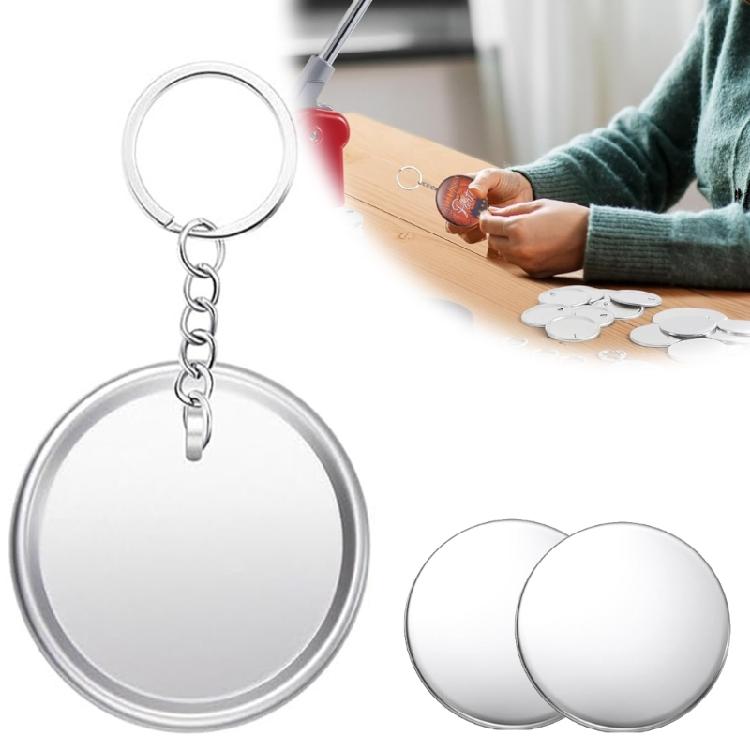 100Pcs Keychain Button Badge Set, 58mm Metal Badge and Craft Keyrings Set for Craft and Keychain Accessories