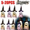 5-20PCS Halloween LED Flashing Light Hanging Ghost Halloween Party Dress Up Glowing Wizard Hat Lamp Horror Props Home Bar Decor
