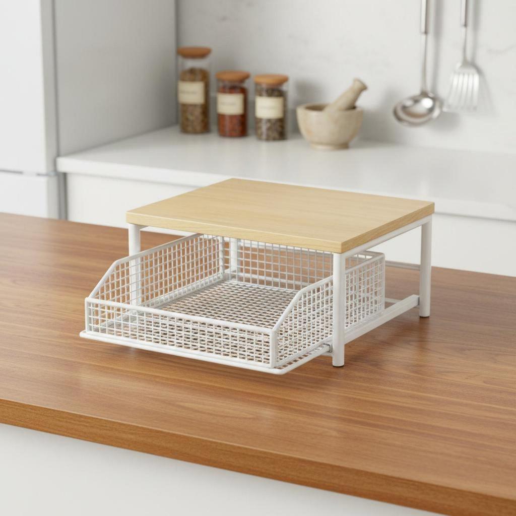 2Tier Vegetable Storage Stand Versatile Pullout Basket Counter Shelf SpaceSaving Sliding