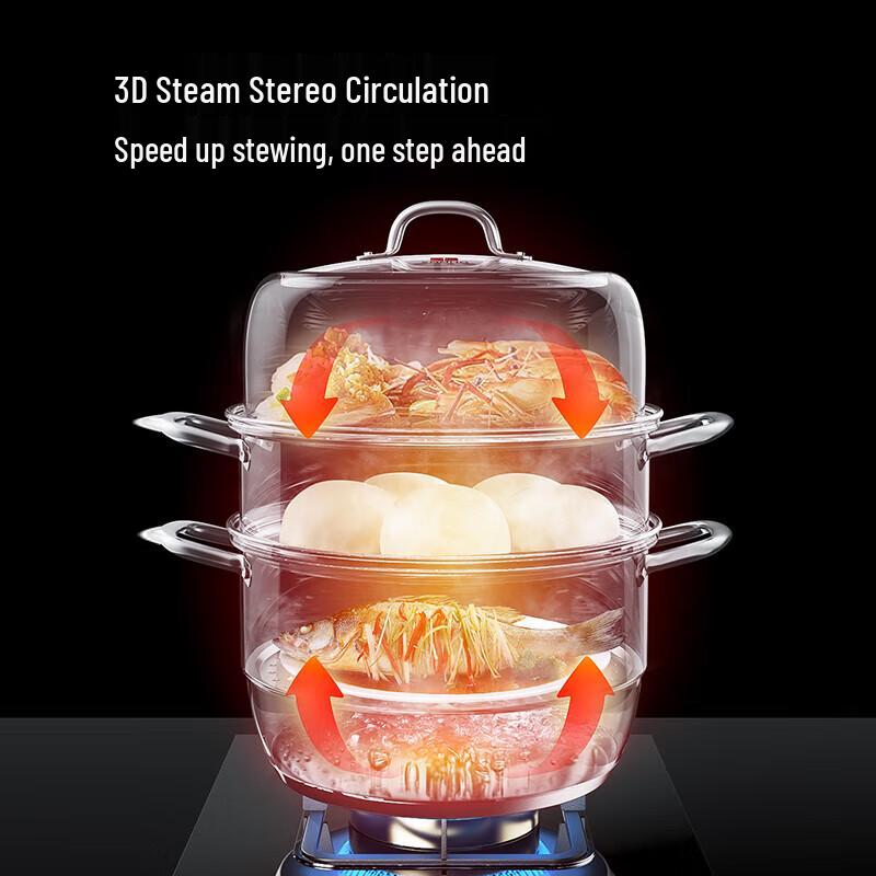 SANHO 304 Stainless Steel 3-Layer Steamer Soup Pot 28cm