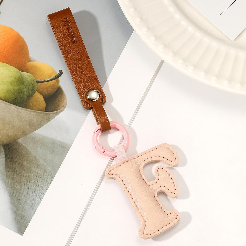 Fashion Leather 26 Letter Keychain Pendant