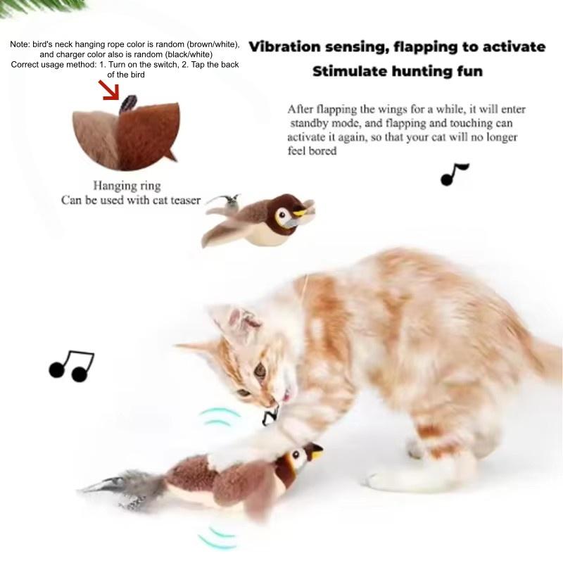 New Simulated Bird Cat Toy Interactive Toys Dog Rechargeable Chirping Flapping Bird(no Flying) Touch Activated Plush Toy Pet