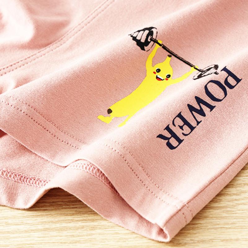 Mens Underwear 100% Cotton Breathable Boxers High Quality High Elastic Underpants Trendy Cartoon Banana Print Men's Panties