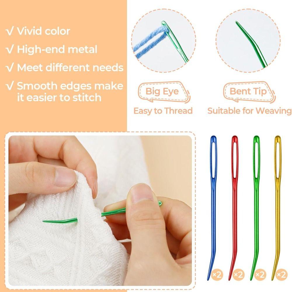 Multicolor Bent Tapestry Needle With Stitch Markers Darning Needles New Weaving Needle