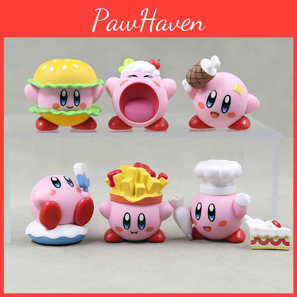 Adorable 6 Piece Kirby Food Figure Set Cute Pvc Car Decoration Collectible Toys