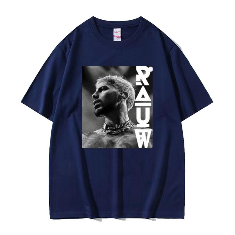 Rapper Rauw Alejandro Reggaeton Trap T-shirt Unisex's Harajuku Retro Hip Hop Punk T-shirts Unisex 100% Cotton Short Sleeve T Shirt