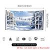 1Pcs Snowy Forest Window View Garage Decoration Background Winter Backdrop Decorations For Photo Studio Photo Booth Party