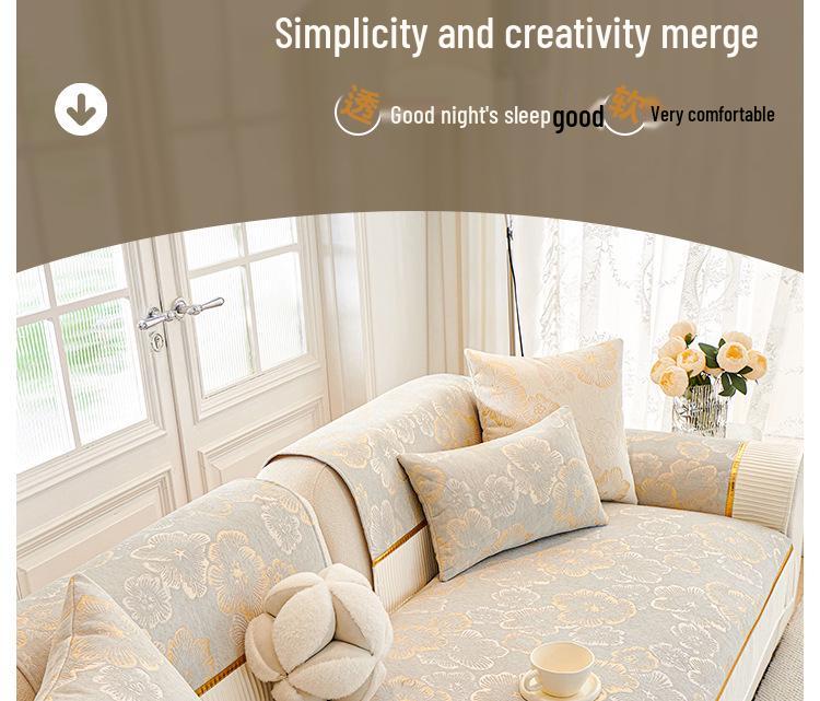 2025 Uniwersalna Poduszka na Sofę z Chenille - Antypoślizgowa, Czterosezonowa, Ekskluzywny Pokrowiec na Sofy Proste