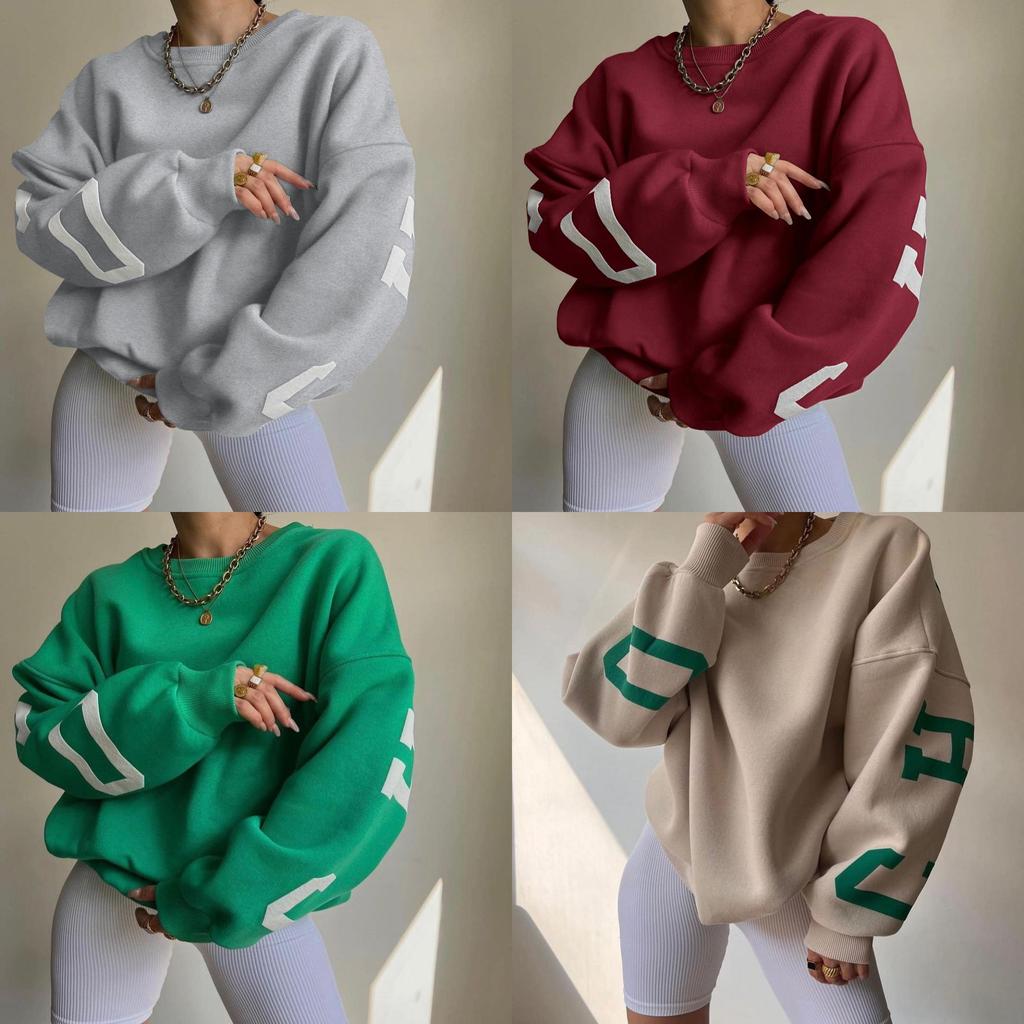 Casual Fashion Letter Print Thick Pullover Sweatshirt For Women Winter 2022