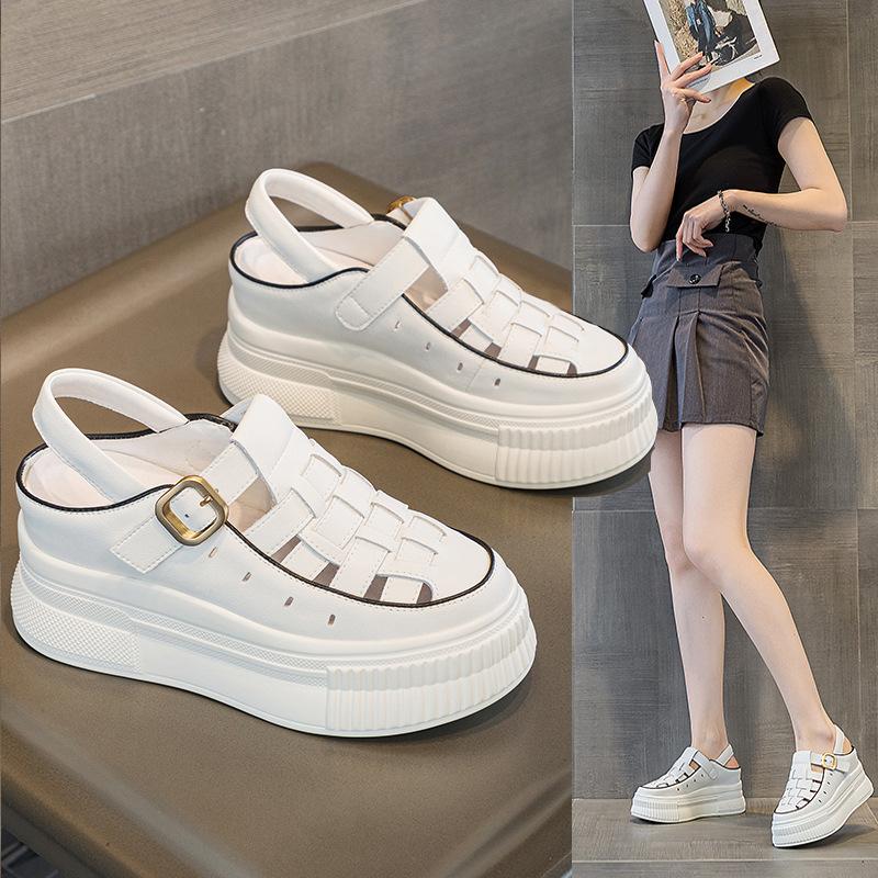 Summer small size new hollow thick sole heightening women's shoes breathable and comfortable versatile slippers casual Roman sandals women